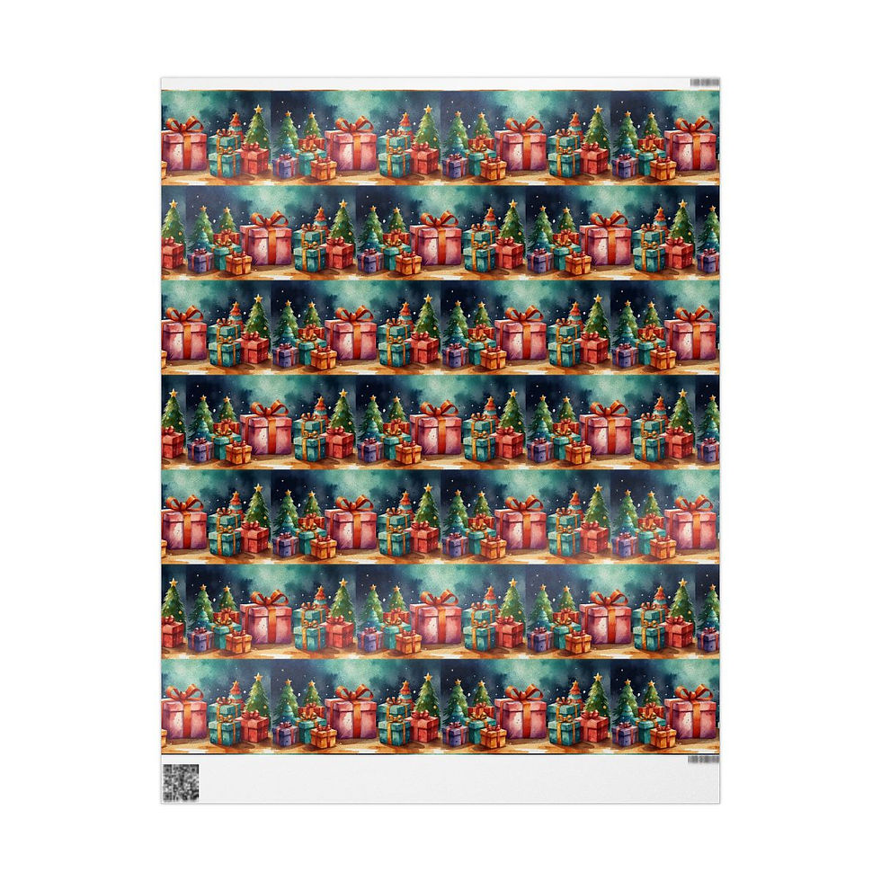 Thumbnail: Snowscape Christmas Wrapping Paper | Roseson® Winter Scene Holiday Wrap