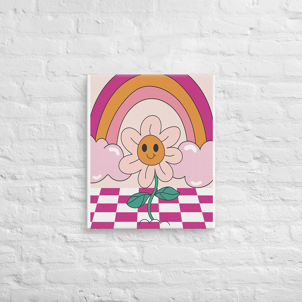 Thumbnail: Whimsical Flower Canvas Wall Art | Kids Room Decor | Colorful Botanical Print