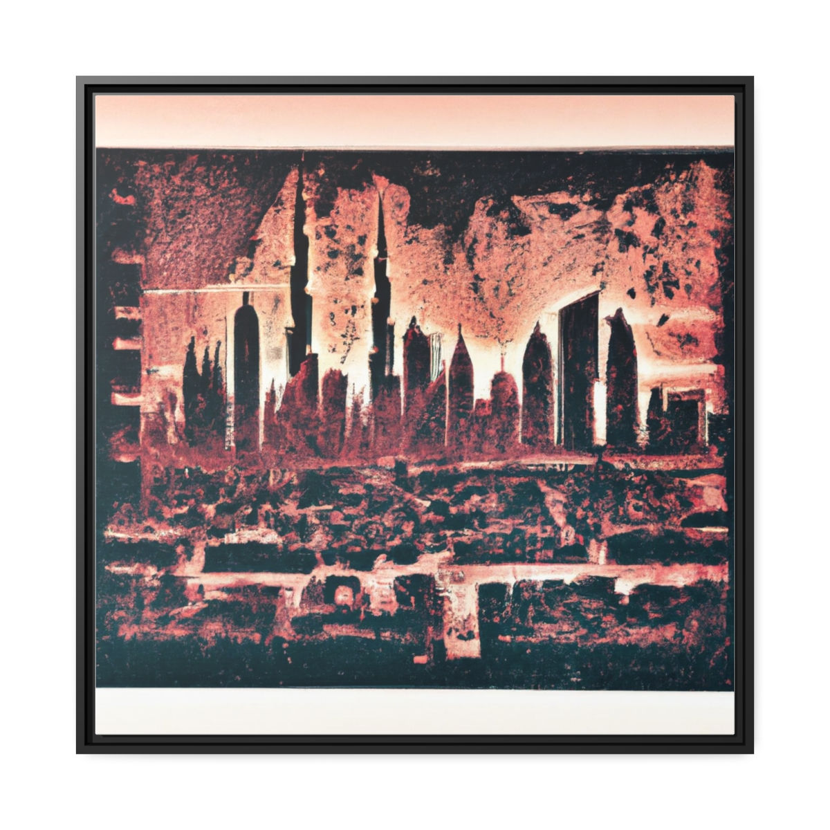 Quiet Watercolor Art Print Canvas Print Black Frame | Roseson®