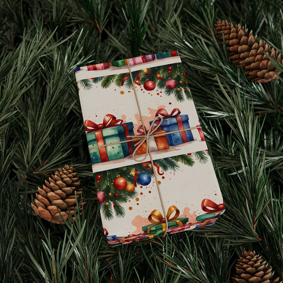 الصورة المصغرة: Botanical Garden Christmas Wrapping Paper | Roseson® Floral Festive Gift Wrap