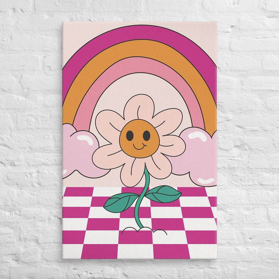 Thumbnail: Whimsical Flower Canvas Wall Art | Kids Room Decor | Colorful Botanical Print
