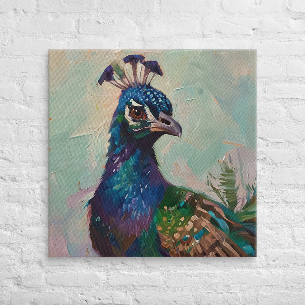 الصورة المصغرة: Peacock Abstract Canvas Wall Art | Nature Inspired Print | Roseson®