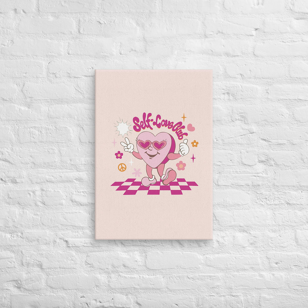 थंबनेल: Self Love Club Wall Art – Pink Heart Canvas Print | Positive Room | Roseson®