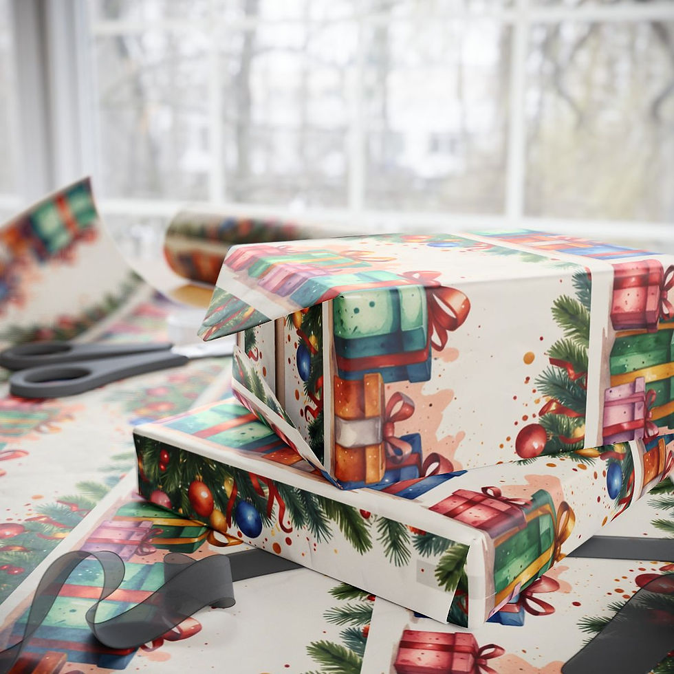 थंबनेल: Botanical Garden Christmas Wrapping Paper | Roseson® Floral Festive Gift Wrap