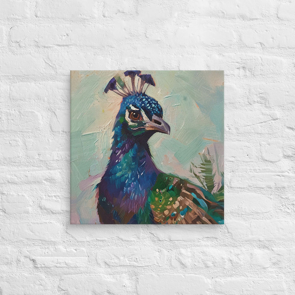 Thumbnail: Peacock Abstract Canvas Wall Art | Nature Inspired Print | Roseson®