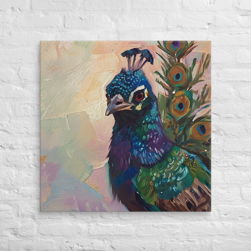 Thumbnail: Peacock Feather Canvas Wall Art | Exotic Bird Art Print | Roseson®