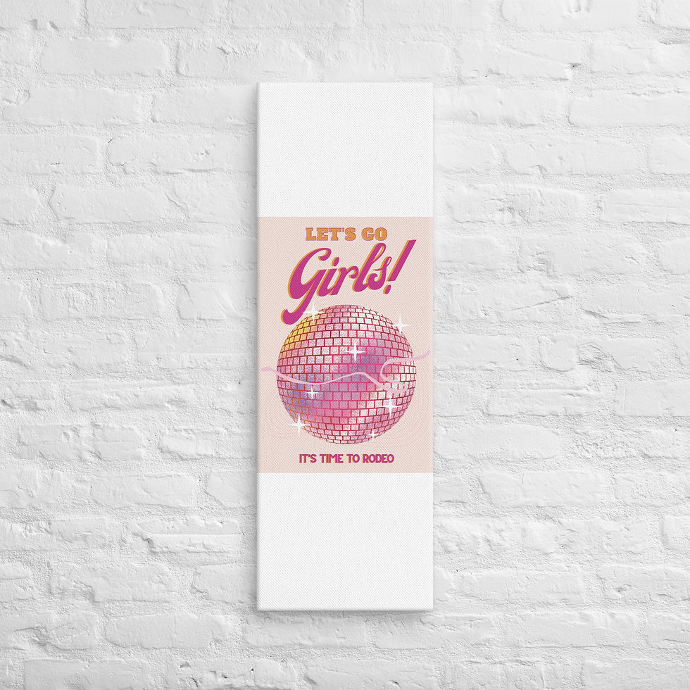 थंबनेल: Let's Go Girls Poster – Pink Disco Ball Canvas Print | Western | Roseson®