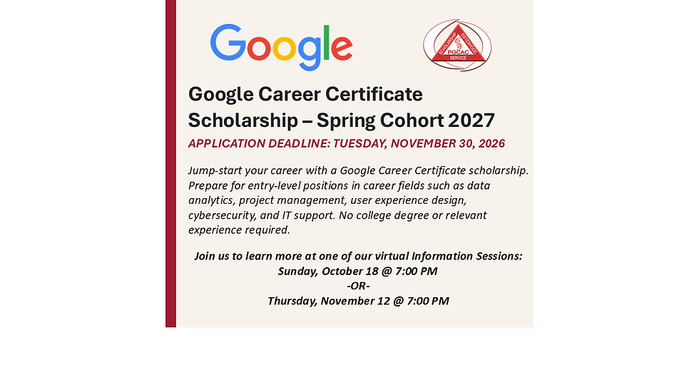 Google Career Certificate Scholarship - Spring Cohort 2027 Virtual Information Session II