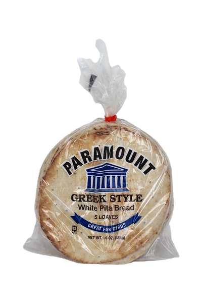 This image is a cropped photo of Paramount Baking Company, Inc.'s Greek Style White Pita Bread