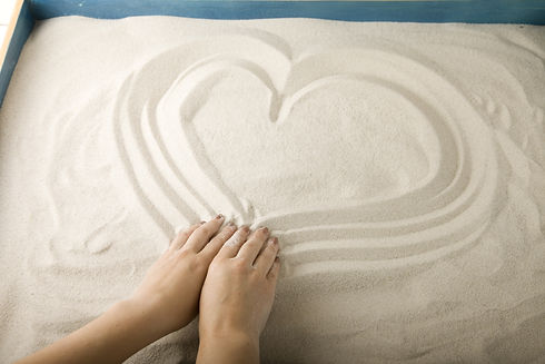 Jungian sandbox. Sand therapy. The work