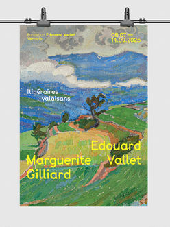 Affiche et supports de communication de l'exposition estivale 2025 pour la Fondation Edouard Vallet à Vercorin en Valais.
