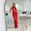 Thumbnail: Red Rose Lace Keyhole Maxi Dress 