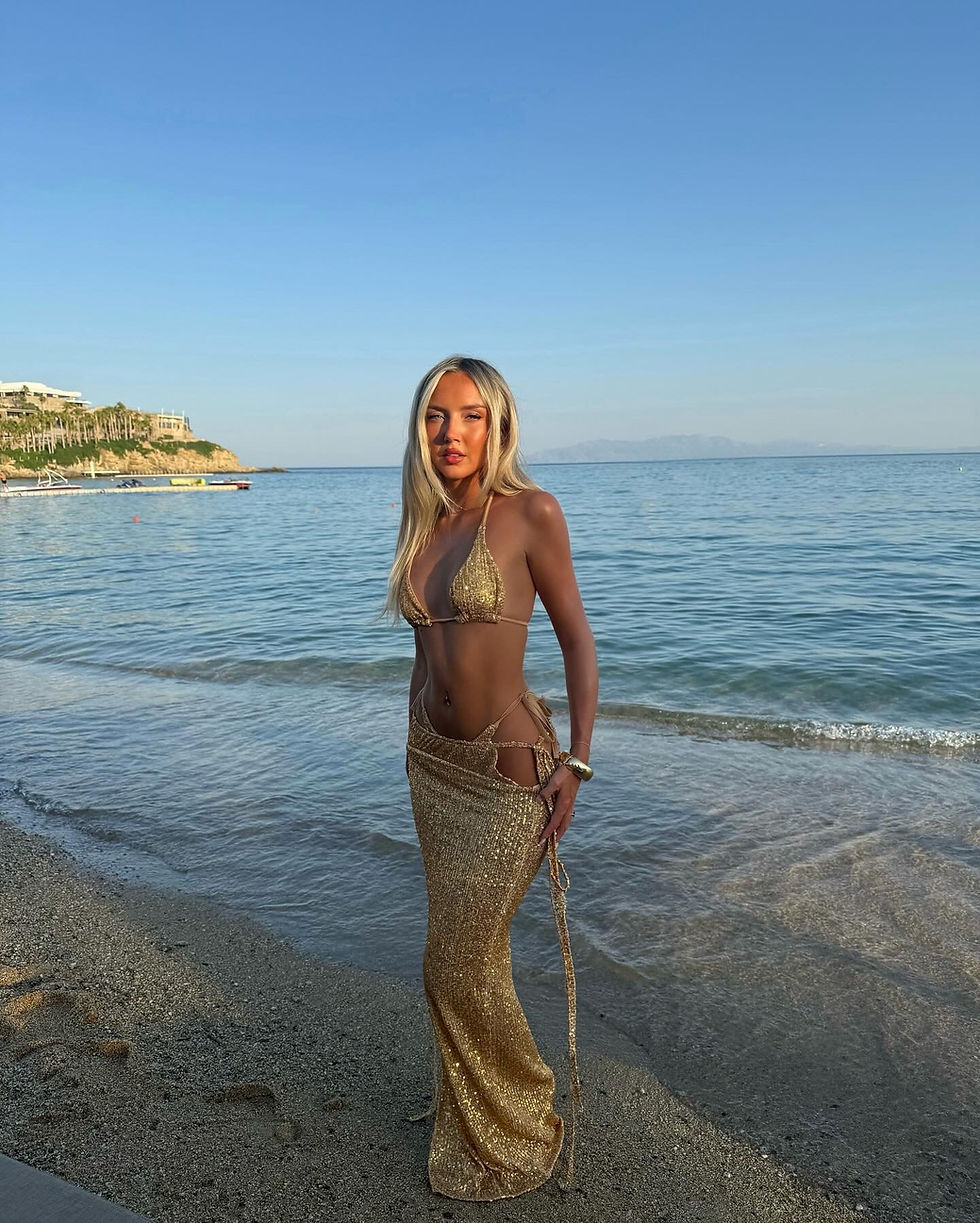 Thumbnail: Gold Sequin Tie Maxi Skirt