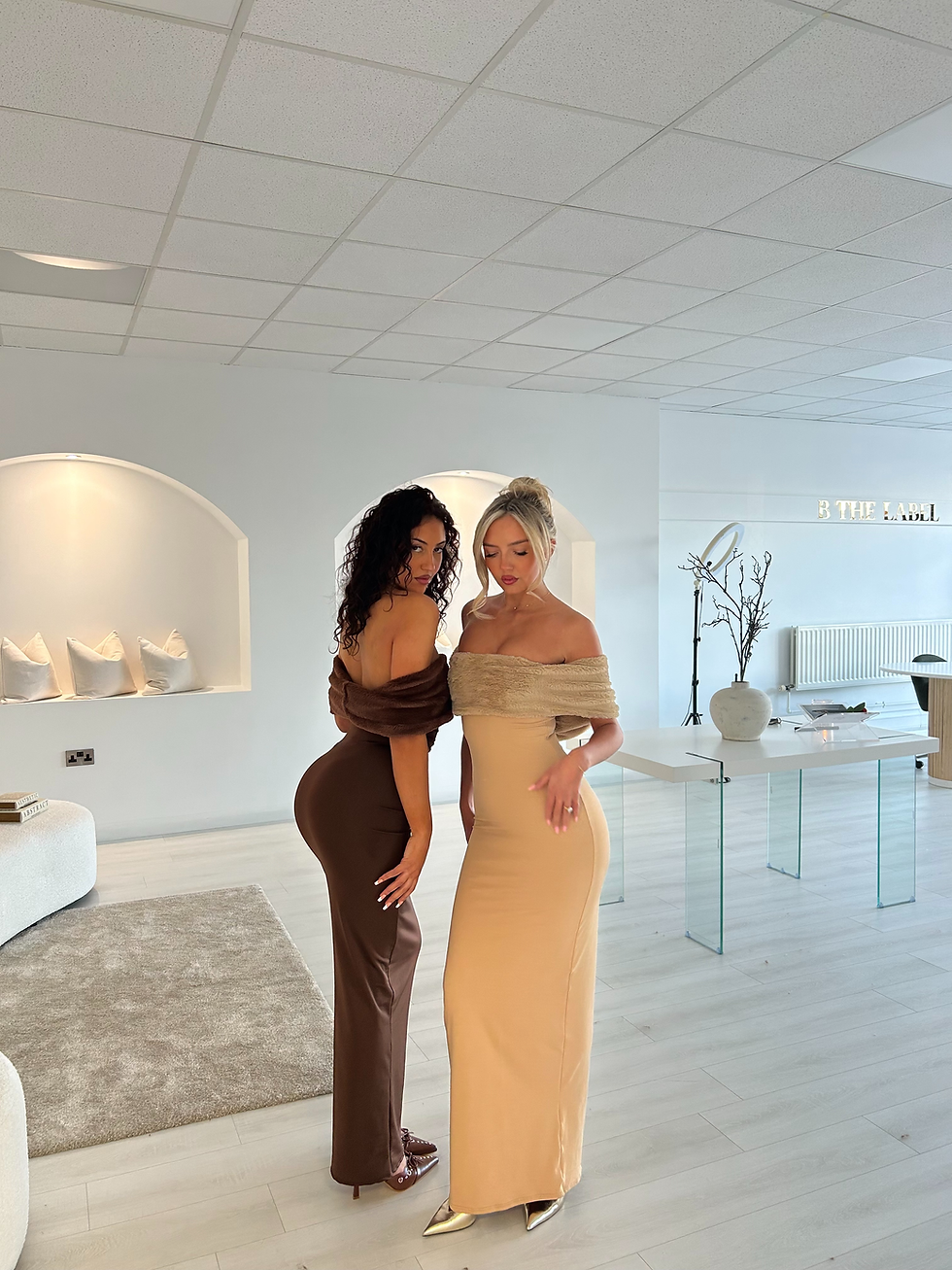 Thumbnail: Brown Sculpt Shawl Maxi Dress