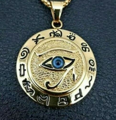 AMULETO OJO DE HORUS PODER Y PROTECCIÓN BAÑADO EN ORO 14K INSTRUCCIONES INCLUIDA