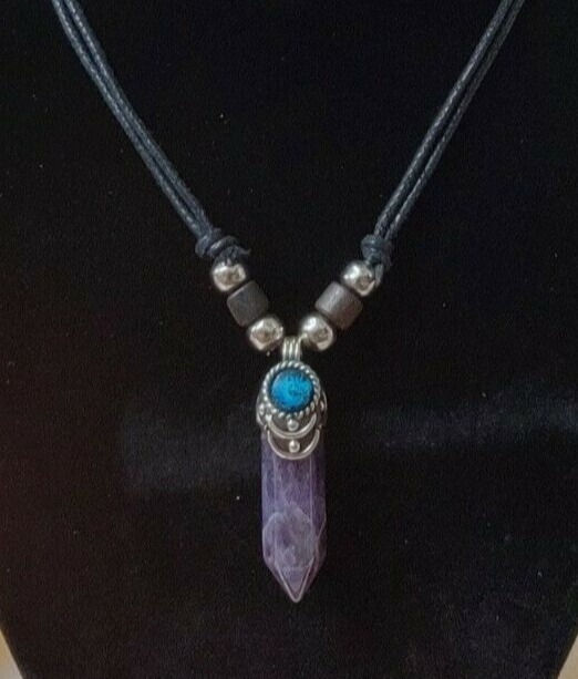 COLLAR DE CUARZO AMATISTA ATRAE BUENA SUERTE Y DINERO PIEDRA 100% ORIGINAL