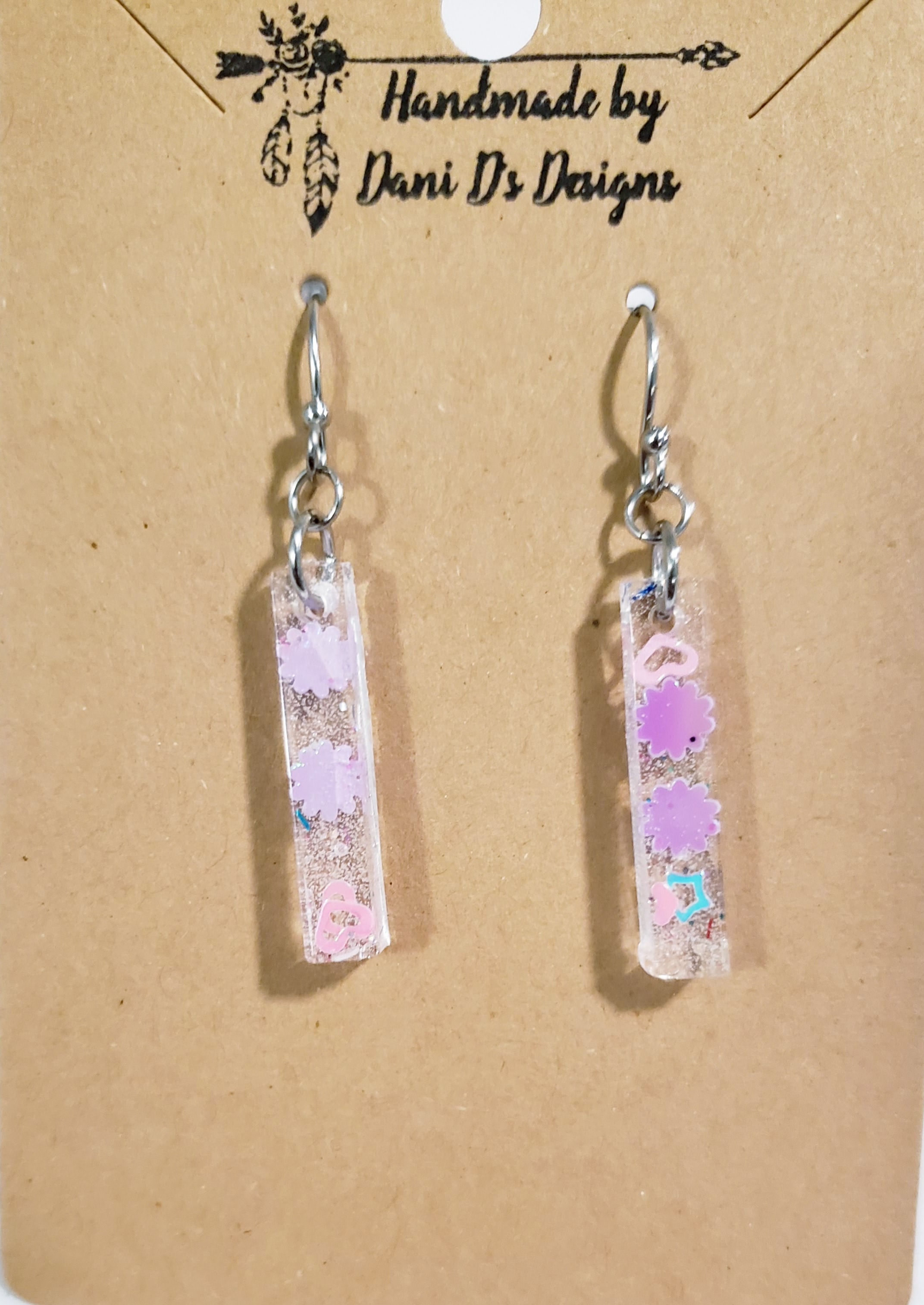 Flower and heart earrings 