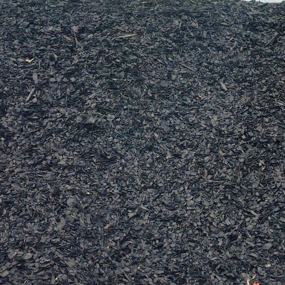 Black pine woodchip mulch for landscaping, moisture retention and weed control