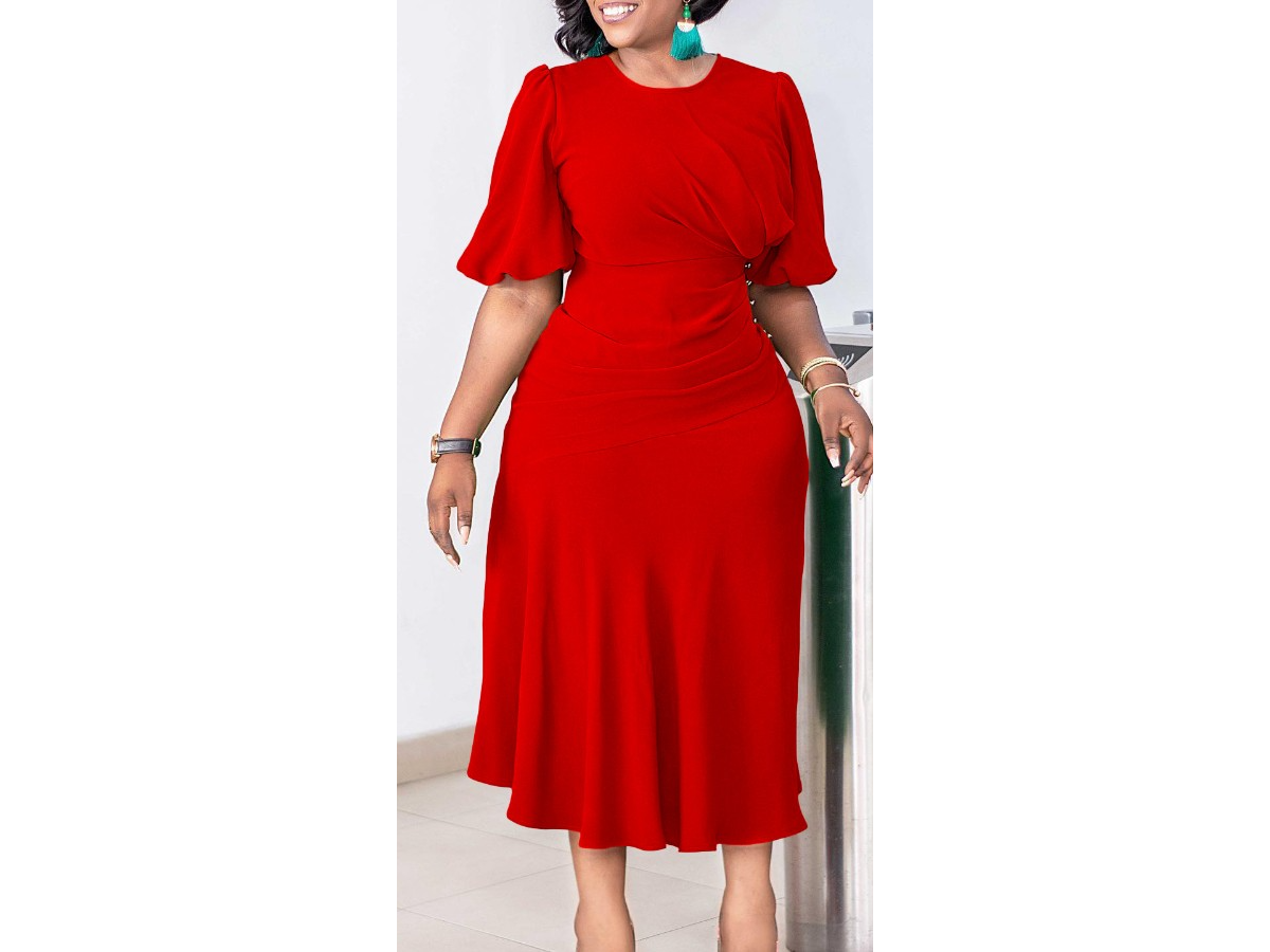 Elegant Plus Size Solid Dress