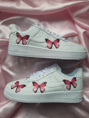 pink custom air force ones