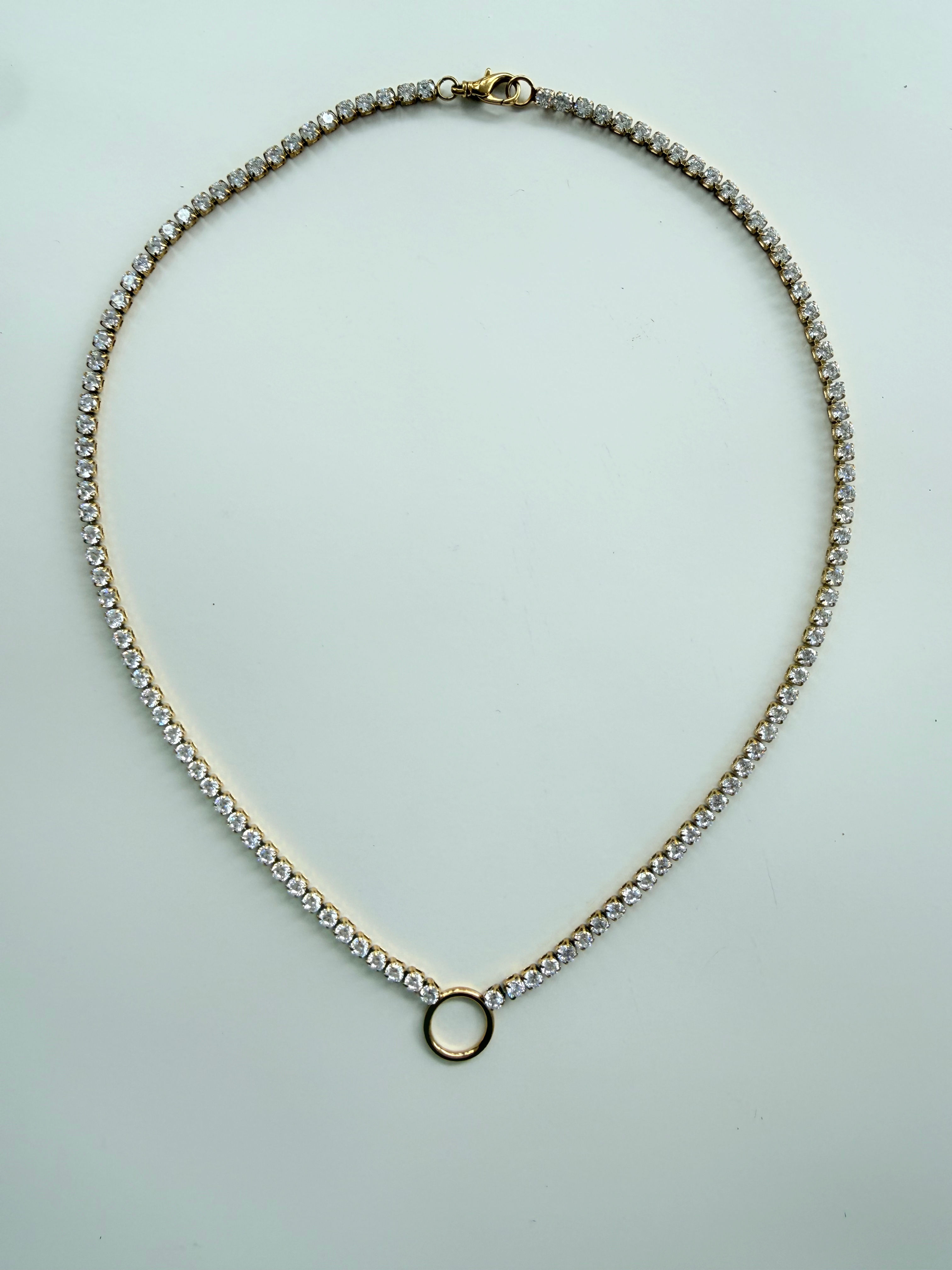 Charm holder tennis necklace 