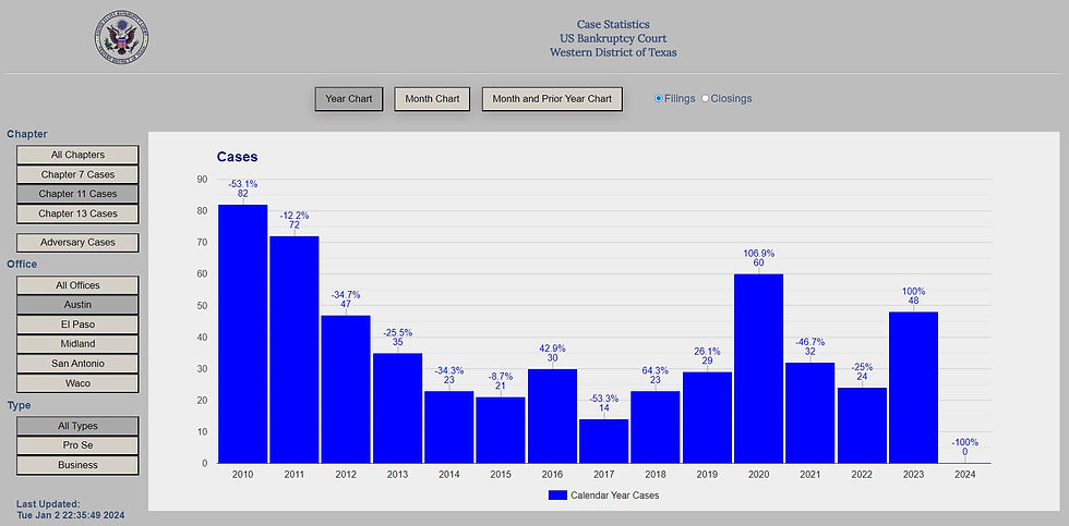 Chapter 11 Bankruptcy Filing Trends for Austin