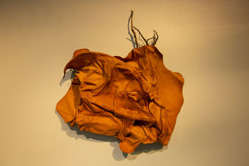 Leather sculpture shaped and boiled to hold memory of touch, evoking material intimacy.
