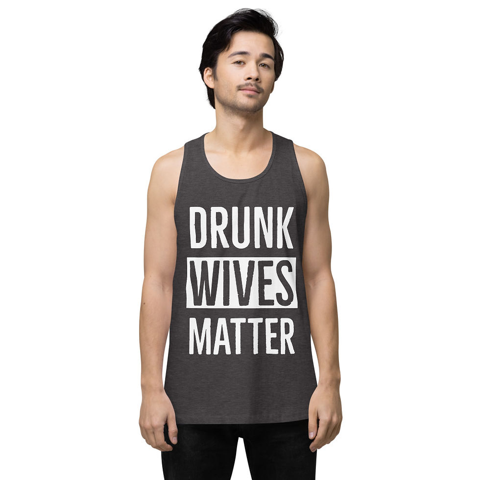 Thumbnail: "Drunk Wives" White Writing Unisex Tank