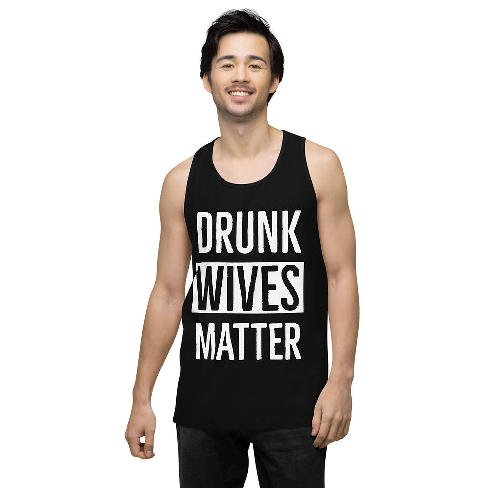 Thumbnail: "Drunk Wives" White Writing Unisex Tank