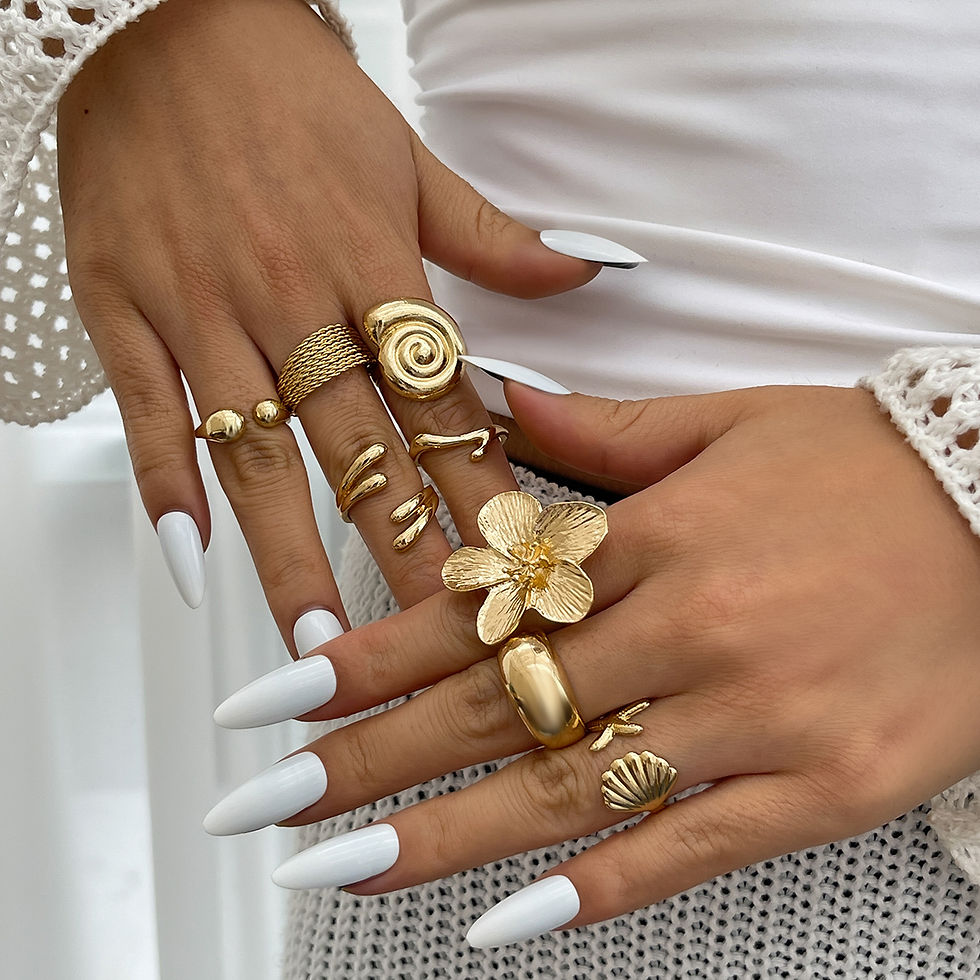 Thumbnail: Vintage Petal Flower Open Rings