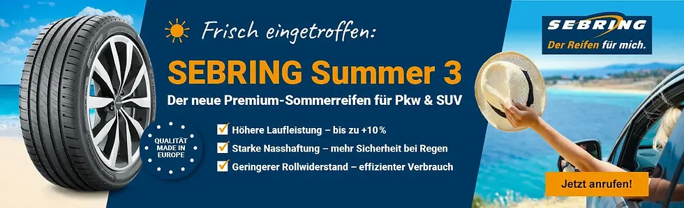 Sebring Sommerreifen beim Reifenservice Scherer in Duisburg – Top-Qualität zum fairen Preis für sich