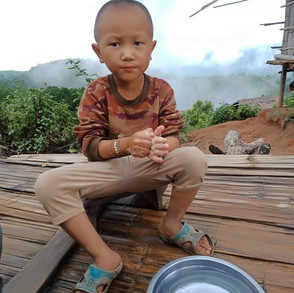 Student washing his hands