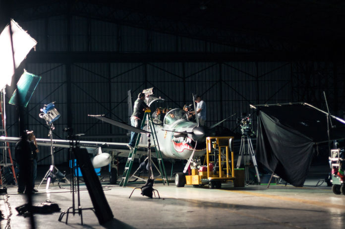 Helicopter on set during a commercial production in the Dominican Republic.