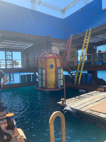 Water tank set built for a film production in the Dominican Republic.