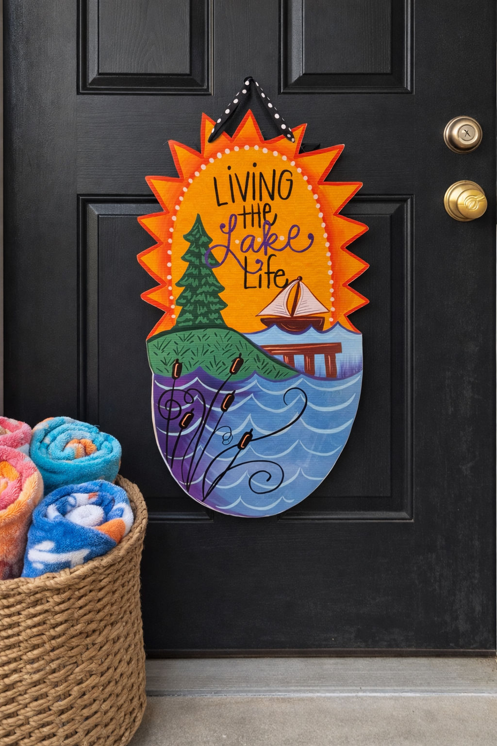 Lake Life vinyl door hanger