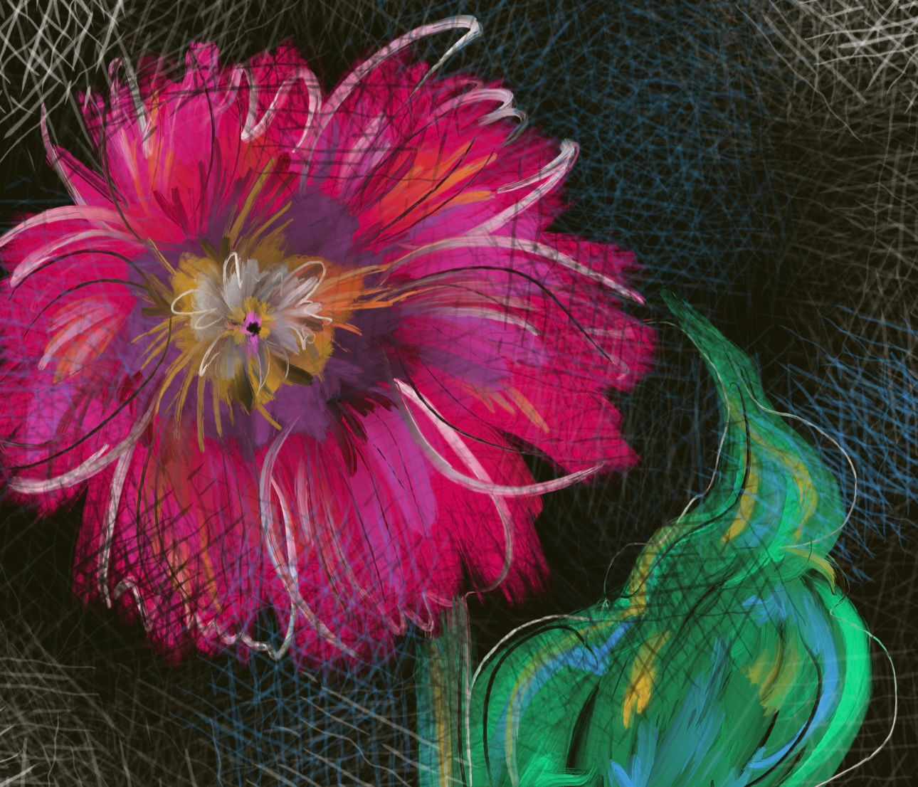 Hatched flower floral print