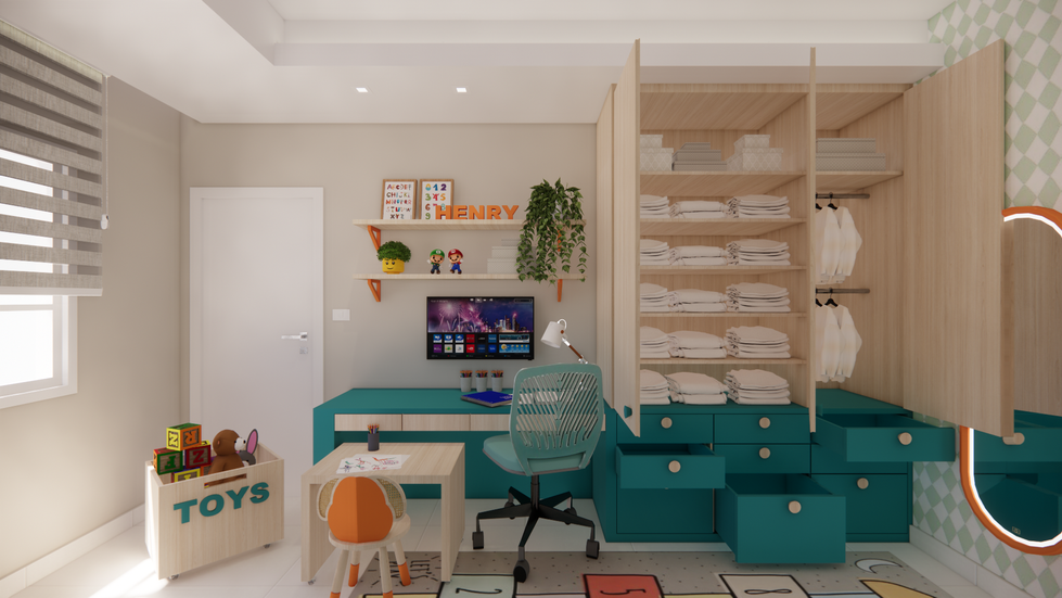 Henry 4 anos quarto de menino