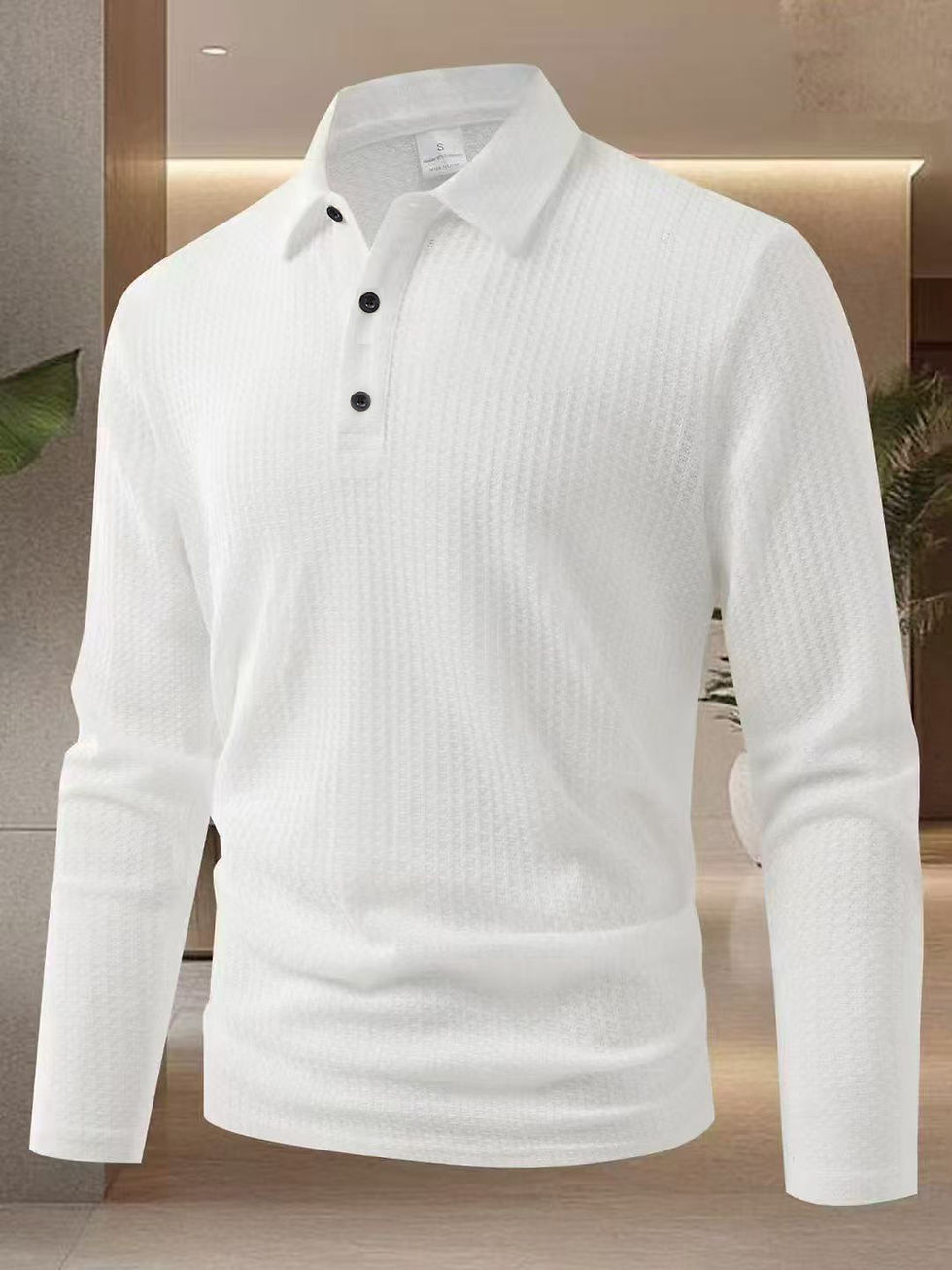 Thumbnail: New Men's Business Casual Long Sleeved Solid Color Polo Shirt Summer Fashionable