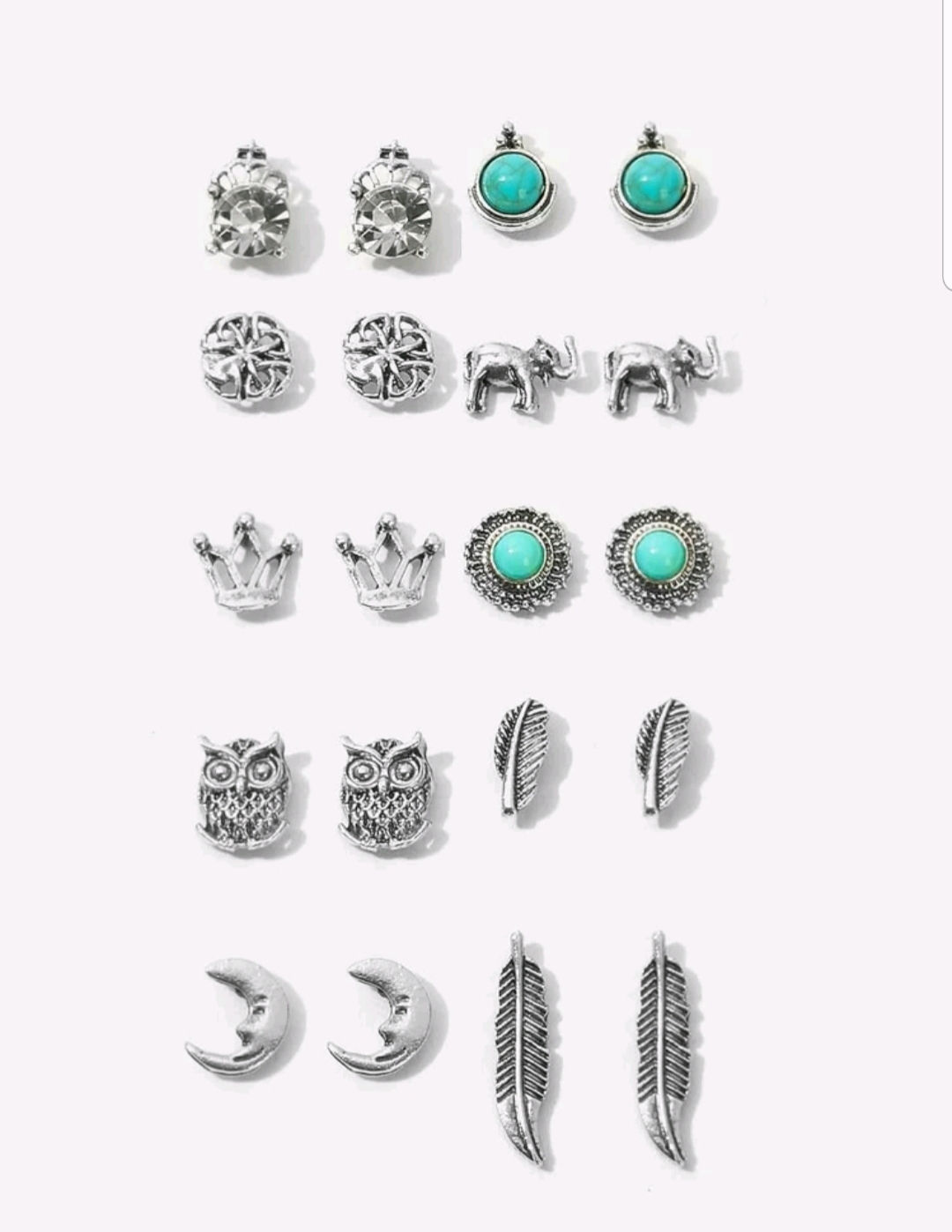 Lot de boucles d'oreilles Turquoise 