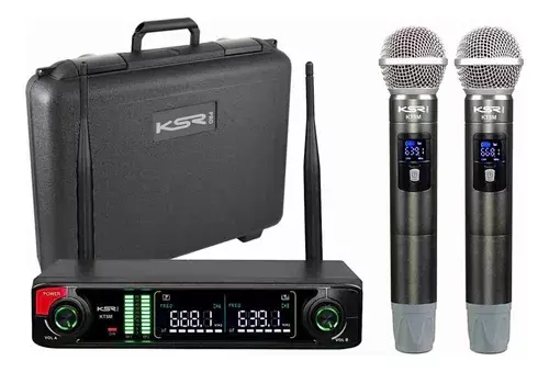 Microfone Sem Fio Duplo Profissional Ksr Pro Kt05m 98 Canais