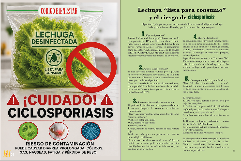 Lechuga “lista para consumo” y el riesgo de ciclosporiasis