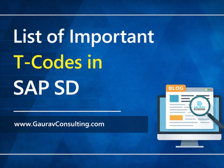 Lis of T-Codes in SAP SD