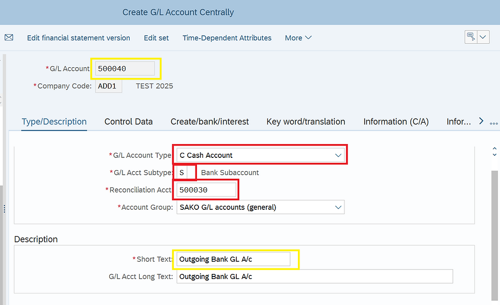Cash Account Type in SAP S/4HANA