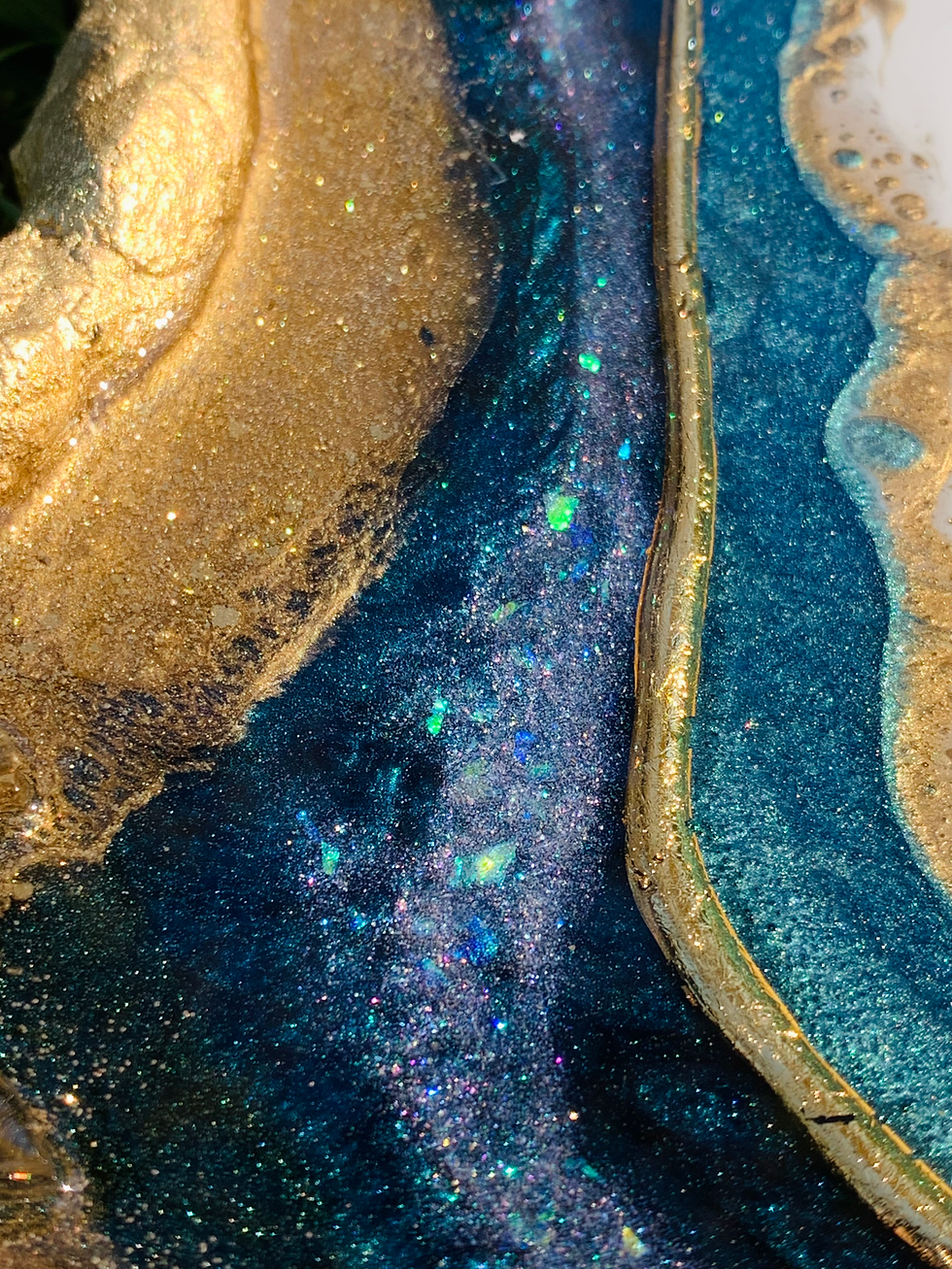 Thumbnail: “Lumos” Teal and Gold light up geode wall art