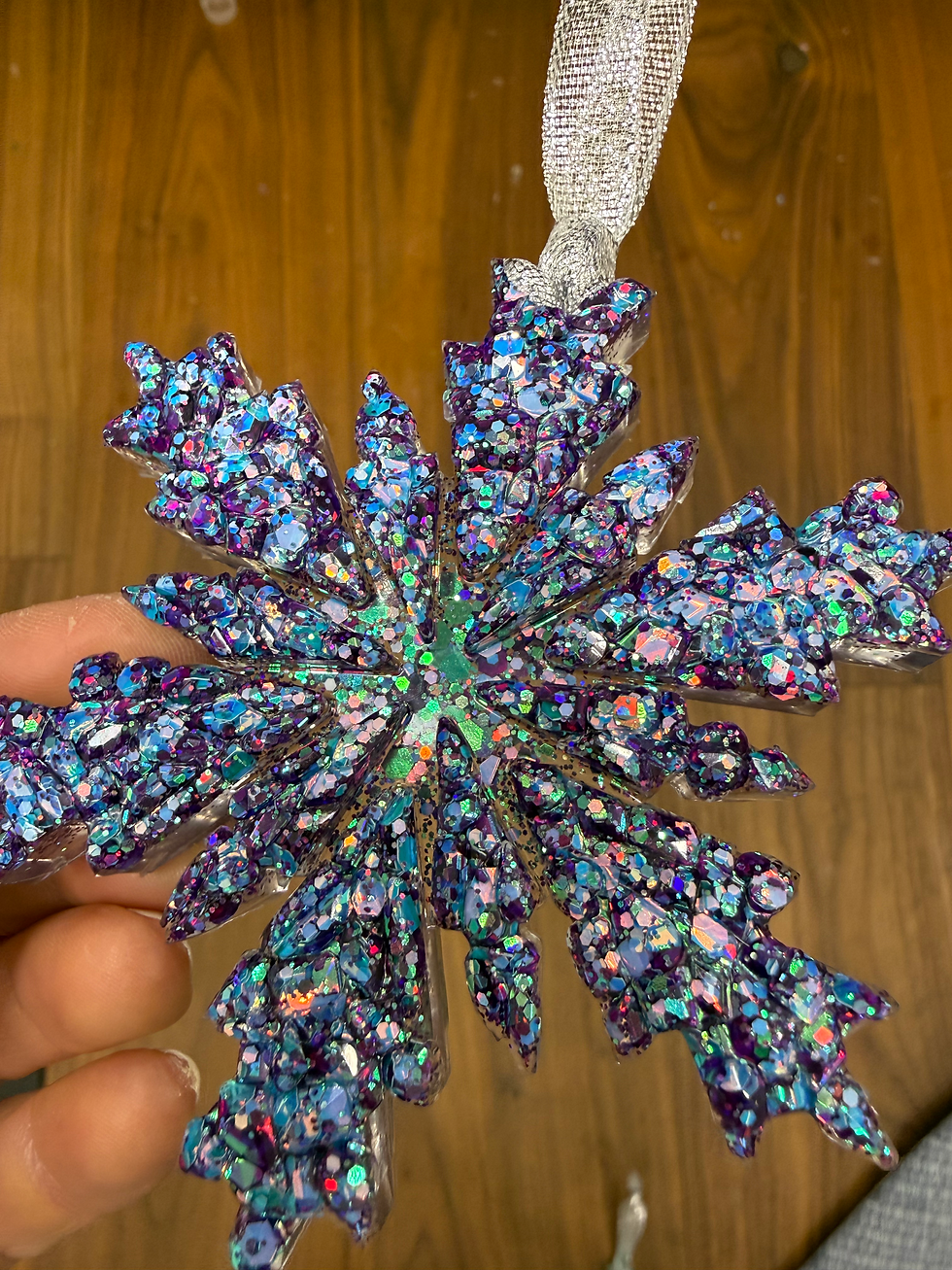 Thumbnail:  Made to Order: Purple Glitter Snowflake Ornament 