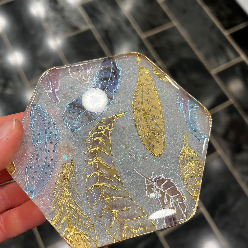 Thumbnail: Made to Order: Set of Four Whimsical Feather Coasters 