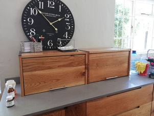 Appliance unit and coffee station. Retractable flip up doors.