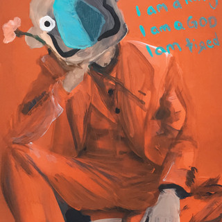i am god, i am a king 6 x 4"Acyrlic on print, 2020, $80