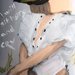 i will sit here an cry, 6 x 4" acrylic on print, 2020, $80,