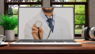A patient has an online functional medicine appointment with Harmony Health Clinic Practitioner